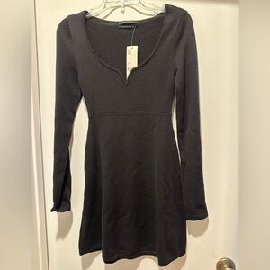 NWT Urban Outfitters Black Long Sleeve Dress Simple A-Line Mini Size S-P Y2K